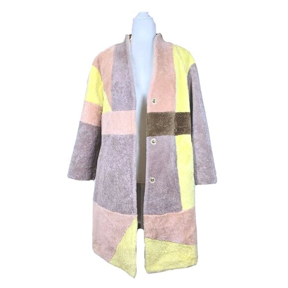 Jackets & Blazers - NewReal Merino Sheepskin Shearling Lamb Fur Coat Jacket Pink Yellow Purple Brown